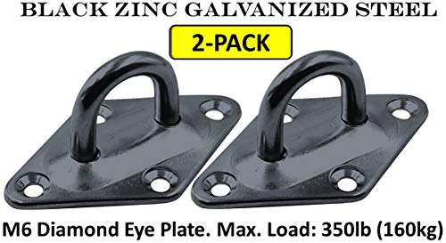 Heavy Duty Diamond Pad Eye Plates - Black Zinc 2-Pack M6