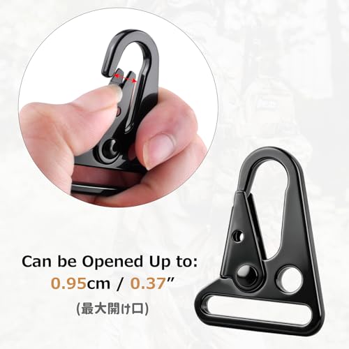 Heavy Duty Metal Sling Clip - Tactical HK Hook Swivel Snap Buckle - Black 1.25" - 6 Pack