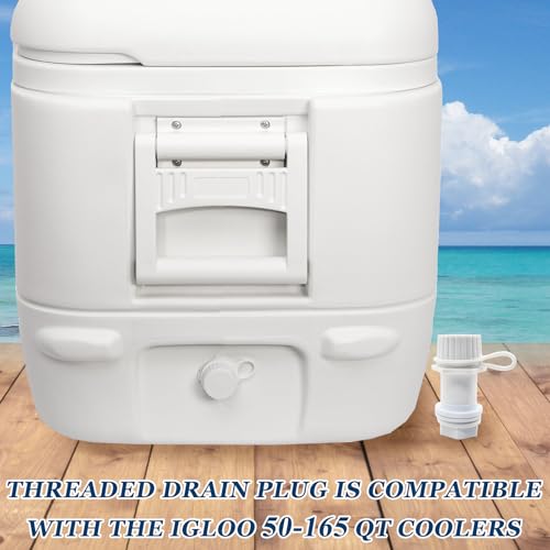 Threaded Drain Plug Replacement with Tethered Cap for Igloo Coolers