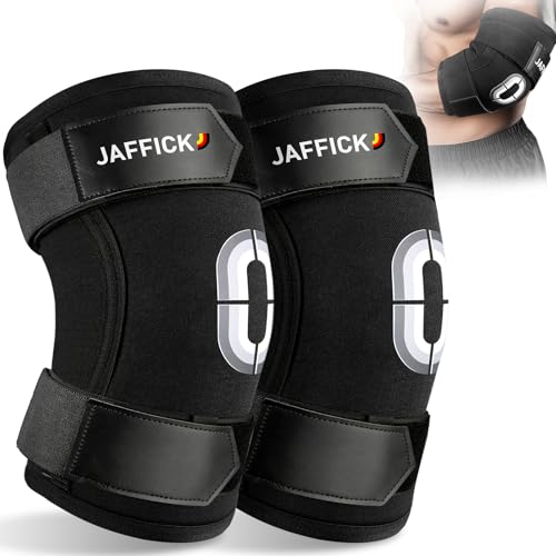 Jaffick Black L Elbow Brace with Dual Adjustable Compression Straps for Weightlifting
