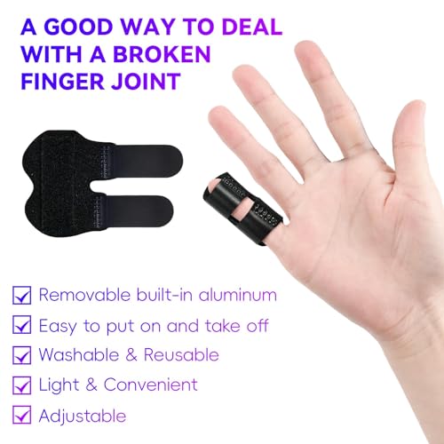 Adjustable Finger Splint for Trigger Finger & Arthritis Pain - 2 Pack Black