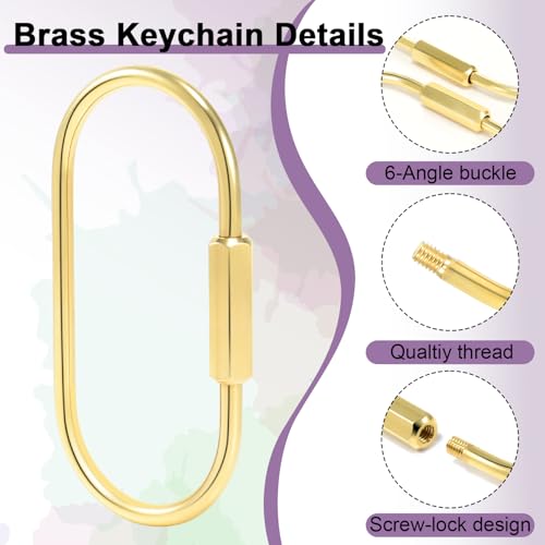 6-Pack Gold Carabiner Clips with Secure Locking Screw - 60mm