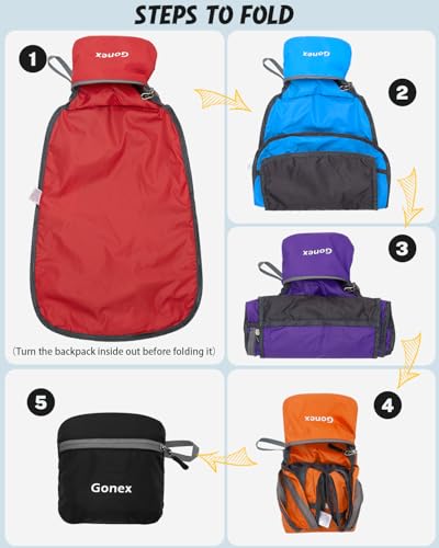 Gonex 20L Packable Daypack Backpack – Dark Blue Lightweight Foldable Travel Bag