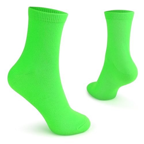 Neon Green Casual Dress Socks for Men - Comfortable Crew Socks