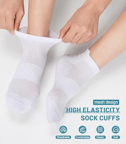 Ankle Socks for Women & Men - Breathable Cotton Athletic - 6 Pairs in Black, White, Light Grey, Pink