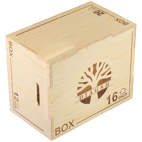 3-in-1 Plyo Box - Wood Jump Platform (20"x16"x12") for Home Gym