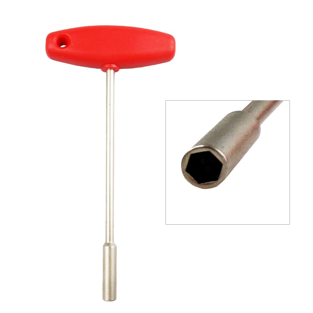 ULTECHNOVO Bike Concealed Spoke Wrench T Shape Sleeve Wrench Wire Adjust Spoke Tool Hexagonal Hole Bicycle Wheel Repair Tool 6.10X2.99X0.90In
