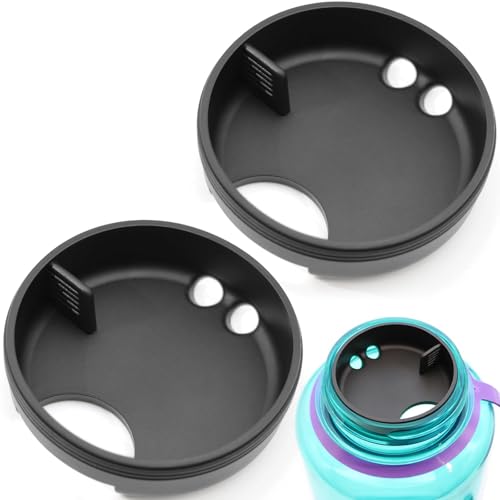 53mm Wide Mouth Silicone Water Bottle Splash Guards - Obsidian Black, 2 Pack