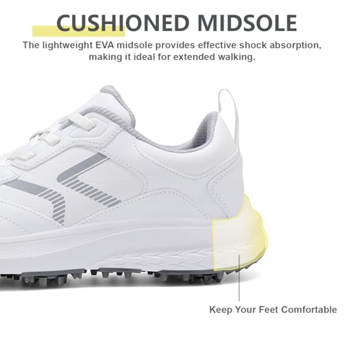 Mens White Spiked Golf Shoes Non Slip Waterproof Professional - DARIBOM 12