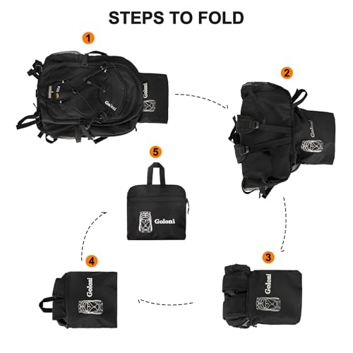Goloni 45L Black Foldable Hiking Daypack Lightweight Water-Resistant Backpack