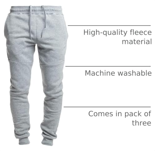Ultra Performance Men's 3 Pack Fleece Sweatpants with Pockets - Large Black/Charcoal/Heather Grey