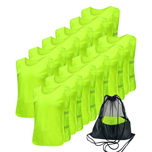 12-Pack Adjustable Mesh Soccer Training Jerseys with Elastic Straps