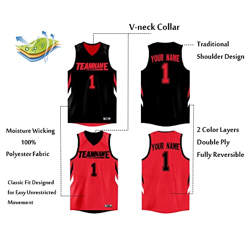 Custom Reversible Basketball Jersey Performance Uniform - Black/Red 19