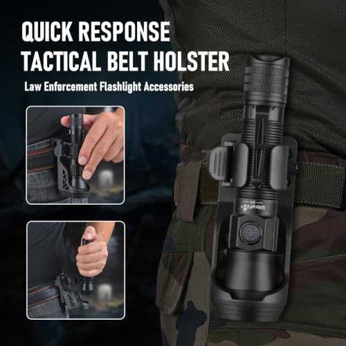 ULTRAFIRE E5 Rechargeable Tactical Flashlight with Holster – 1350 Lumens, Waterproof, Zoom, for Police & Emergency Use