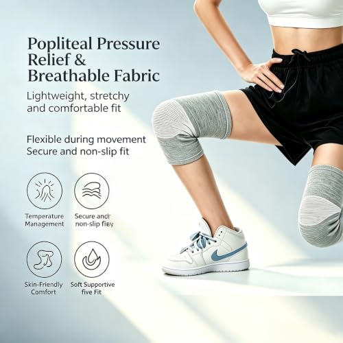 Sieafan Bamboo Knee Compression Sleeve Gray X-Large for Men Women Support Pain Relief