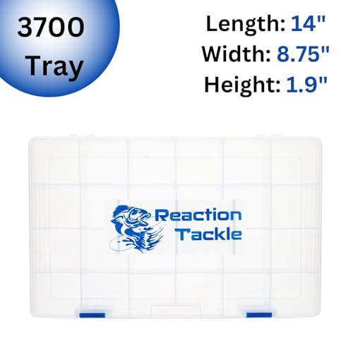 Reaction Tackle Basic Tackle Trays 3700 Size 2-Pack Clear Plastic Organizer with Removable Dividers
