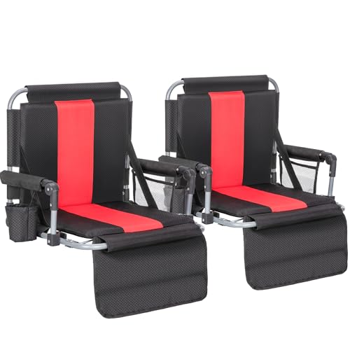 Extra Wide Padded Stadium Seats with Back Support - Black & Red