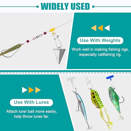 Heavy Duty Stainless Steel Fishing Line Sinker Slides - 60pcs Green Duo-Lock Snap