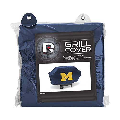 Michigan Wolverines Navy Deluxe Grill Cover 68-inch Heavy Duty Vinyl with Velcro Straps