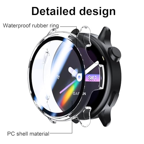 Hard PC Case for Vivoactive 6 with Tempered Glass Screen Protector - Clear