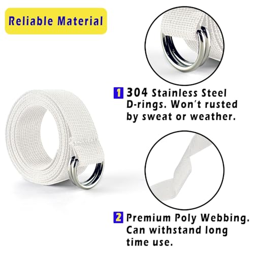 Web Football Belt with Two Stainless Steel D Rings 52' Pants for Men