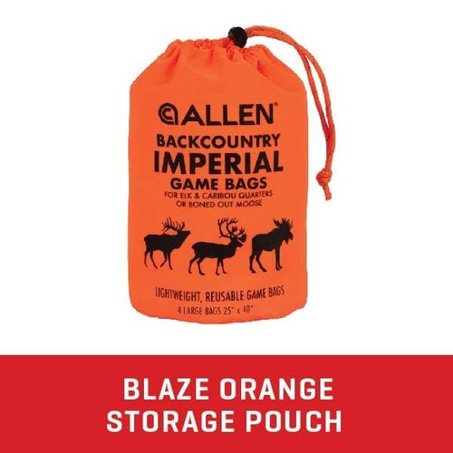 Allen Company Backcountry Quarter Bag - Reusable, Heavy-Duty, Drawstring Hunting Meat Bags - Durable Big Game Bags for Elk, Caribou, Deer - 4-Pack - 40"L x 25"W - White
