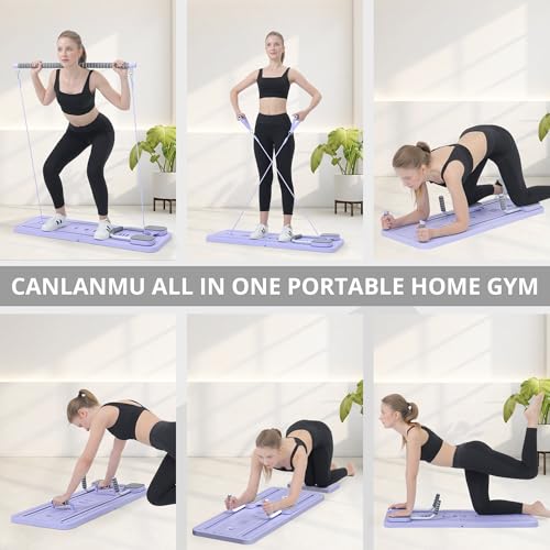 Multi-Purpose Foldable Pilates Reformer Board with Resistance Bands