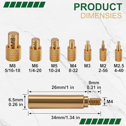 Heat-Set Insert Tips Soldering Iron Tips M2 M2.5 M3 M4 M5 M6 M8 1/4",Thread Inserts Compatible with FX-888D Weller SP40NKUS and Yihua 939D Irons,for Connecting 3D Printed Parts and Plastic Parts