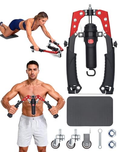 Abahub Twister Arm Exerciser with Hydraulic Resistance, Red with Wheels, Max 440 lbs