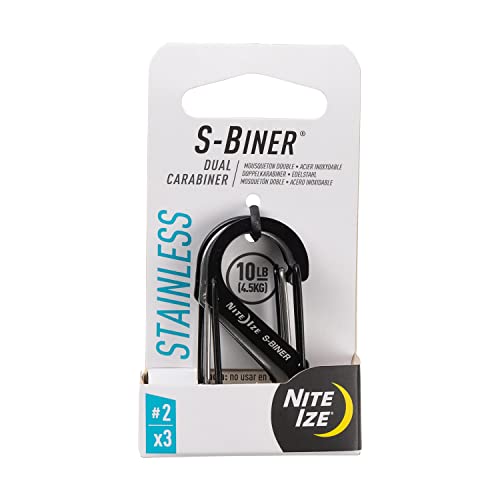 Dual Gated Stainless Steel Carabiner S-Biner #2 - 3 Pack
