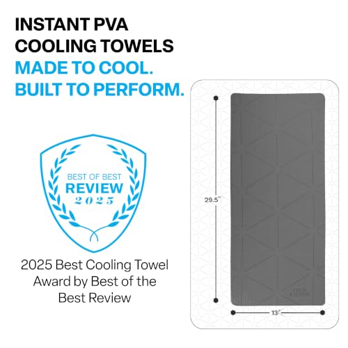 Gray PVA Cooling Towel Neck Wrap - Instant Relief, UPF 50+ Sun Protection, Reusable