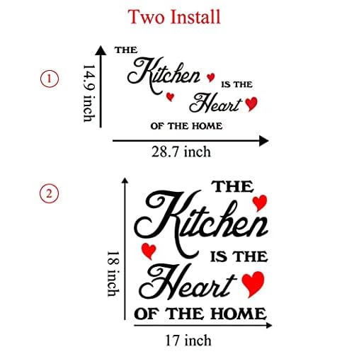 The Kitchen is The Heart of The Home Red Heart Wall Sticker Art Quote Home Decor(18''x17)