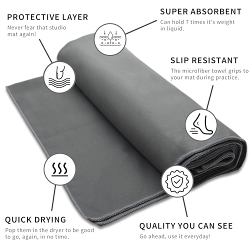 Non-Slip Hot Yoga Towel Set - Super Absorbent Microfiber, Light Pink