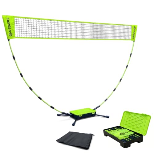 G-SQAURED Green Portable Badminton Net Kit - 5FT Freestanding, Lightweight, Quick Setup, with Storage & Built-in Weight Bag
