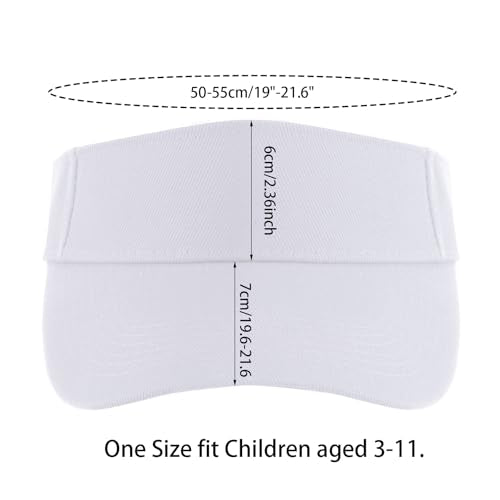 Kids Adjustable Cotton Sun Visor Hat - One Size, White