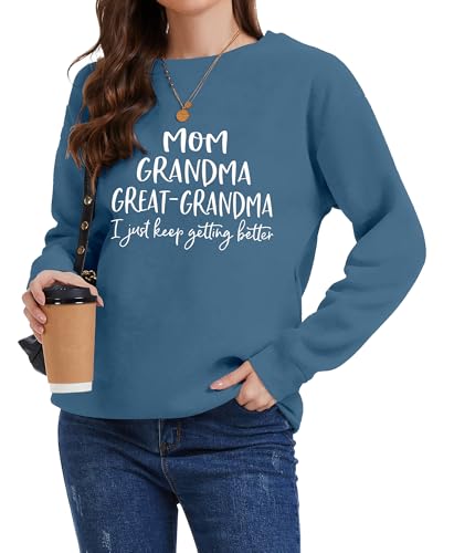 Women’s Grandma Sweatshirt Long Sleeve Great Grandma Shirt XL Blue & White