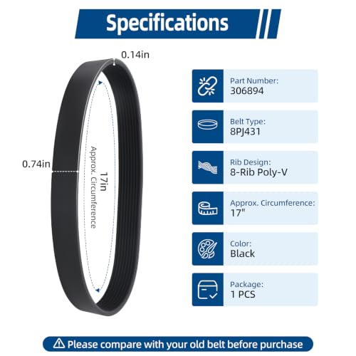 Treadmill Drive Belt Replacement for NordicTrack 2950 - 8-Rib Design