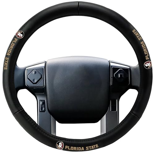 Genuine Leather Steering Wheel Cover - Black 15"