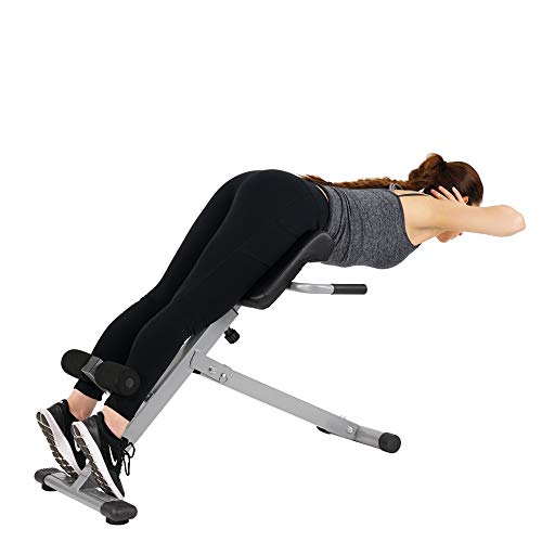 Roman Chair for Home Gym - Adjustable Height, Foldable, Silver