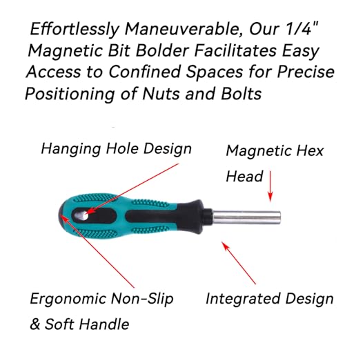 Bit Driver Handle,2 Pieces 1/4 inch Bit Driver Magnetic Screwdriver Bit Holder,6.35mm Hex 110mm Long Mini Short Strong Bit Holder Extension with Non-slip Handle Nut Driver