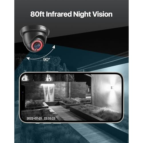 ZOSI 1080P HD Security Camera Indoor Outdoor,1920TVL 2.0MP 4-in-1 HD TVI/CVI/AHD/CVBS CCTV Camera,Weatherproof,80ft IR Night Vision,for 960H,720P,1080P,5MP,4K Analog Home Surveillance DVR System