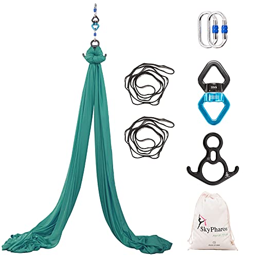 Aerial Silks Yoga Swing Set - Anti-Gravity Hammock Kit, Emerald Green
