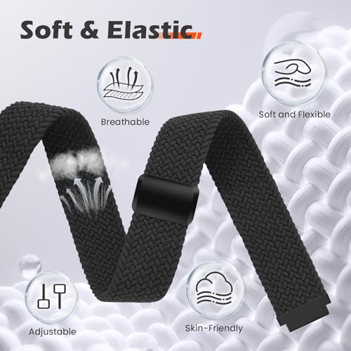 22mm Braided Watch Bands for Amazfit Helio Strap 2 - A-Black