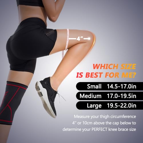 Knee Compression Sleeve - Large, 2 Pack for Weightlifting & Sports