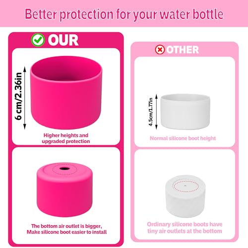 Silicone Water Bottle Boot - 14/16oz Pink Anti-Slip Protector