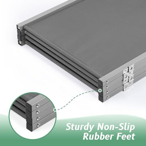 RANTILA 4 Panel Indoor Foldable Dog Fence Freestanding Dog Gate for Stairs, Hallways, or Doorways for Small Dogs- 68 X 24 Inch, Grey, Need Assembly