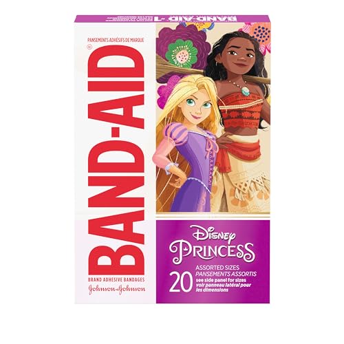 Disney Princess Adhesive Bandages for Kids - Sterile Assorted Sizes, 20 Count