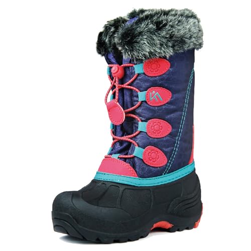 ICEFACE Red Snow Boots for Kids - Waterproof, Slip-Resistant, Insulated Fleece Lining