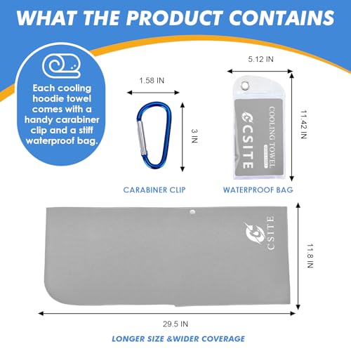 Cooling Hoodie Towel - Instant Cooling Neck & Face Towel - Light Gray