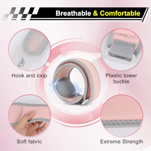 Adjustable Elbow Brace for Sports - Compression Support - Pink (1 Pack)